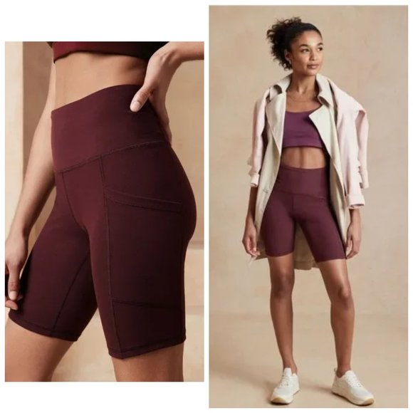 Banana Republic  Soft-Brushed Bike Short  Pinot Noir  Sz XS  NWT $54.99 - Picture 1 of 2